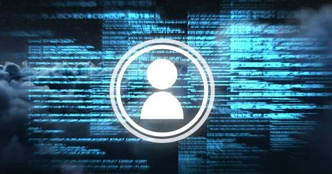 Composite of profile icon in circles over programming language against Stockillustratie