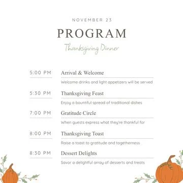 Composite of program thanksgiving dinner text over pumpkins on white background 스톡 일러스트