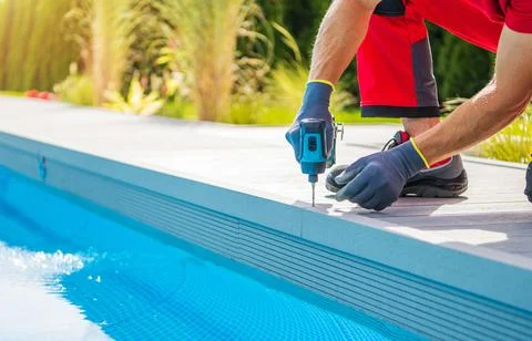 Composite Swimming Pool Deck Building Stock Photos