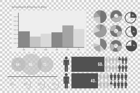 Composite of various graphs with human representation Stock Illustration