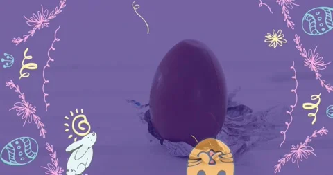 Composite video of easter decorative pattern over close up of a easter egg Stock Footage 176928458