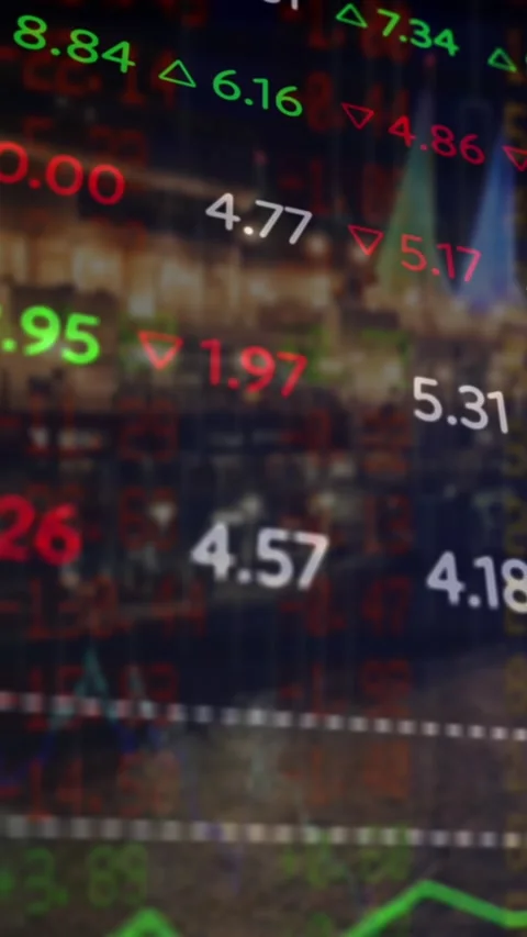 Composite video of stock market data processing against cityscape at night Vídeos de archivo 344693009