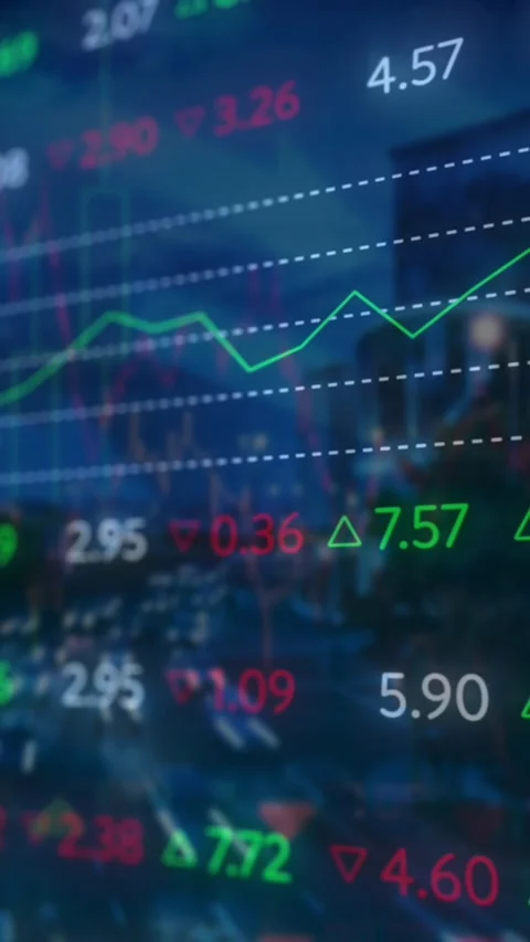 Composite video of stock market data processing against city traffic in Stock Footage 344693028
