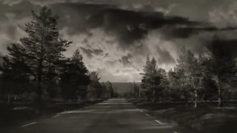 Composited video clip features a time lapse of driving on a road and lightning Stock Footage 160668680