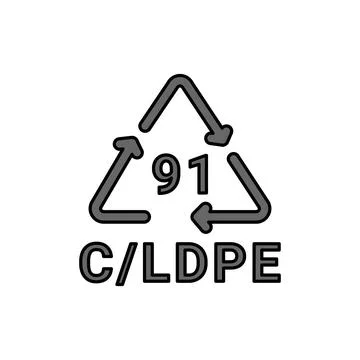 Composites recycling code C LDPE 91 line icon. Consumption code. Stock Illustration