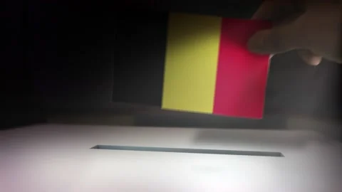 Compositing Hand Voting To Flag OF Belgium   Stock-Footage 148899579