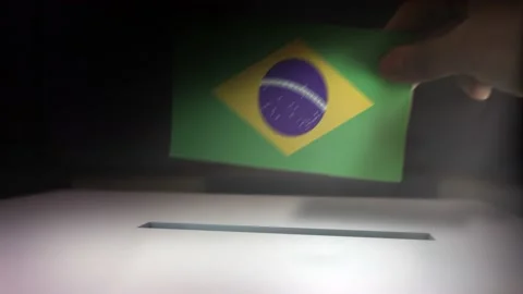 Compositing Hand Voting To Flag OF Brazil   Stock-Footage 148928977