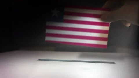 Compositing Hand Voting To Flag OF Liberia  Stock Footage 149150692
