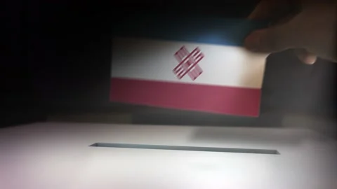 Compositing Hand Voting To Flag OF Mari El  Video stock 149156161