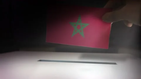 Compositing Hand Voting To Flag OF Morocco  Stock Footage 149160458