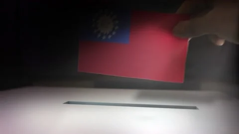 Compositing Hand Voting To Flag OF Myanmar Burma  Stock-Footage 149160723