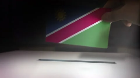 Compositing Hand Voting To Flag OF Namibia  Stock Footage 149161298