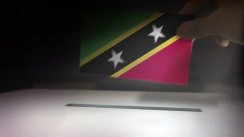Compositing Hand Voting To Flag OF Saint Kitts and Nevis  Vídeo Stock 149370861