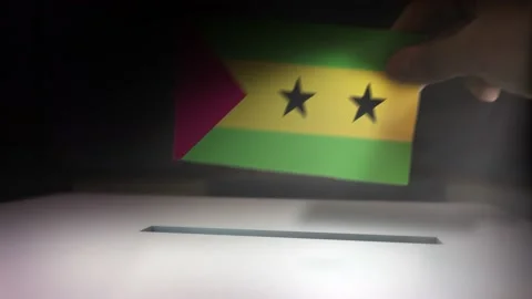 Compositing Hand Voting To Flag OF Sao Tome And Principe  Stock-Footage 149346899