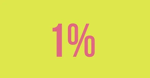 Composition of 1 percent over yellow background Illustrazione stock