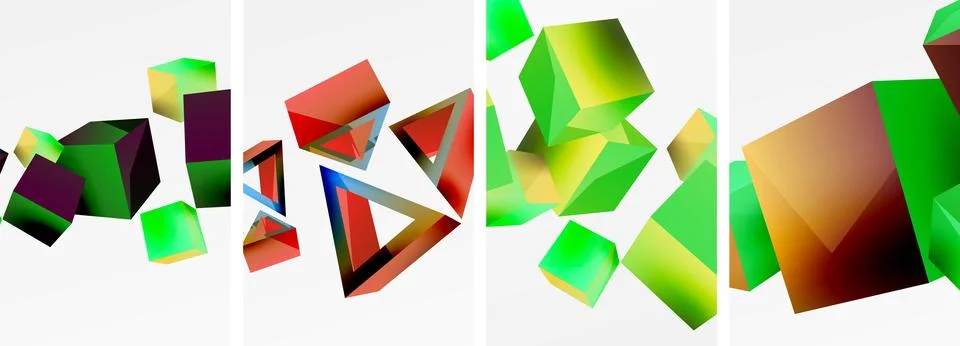 Composition of 3d cubes and other geometric elements background design for Stockillustratie