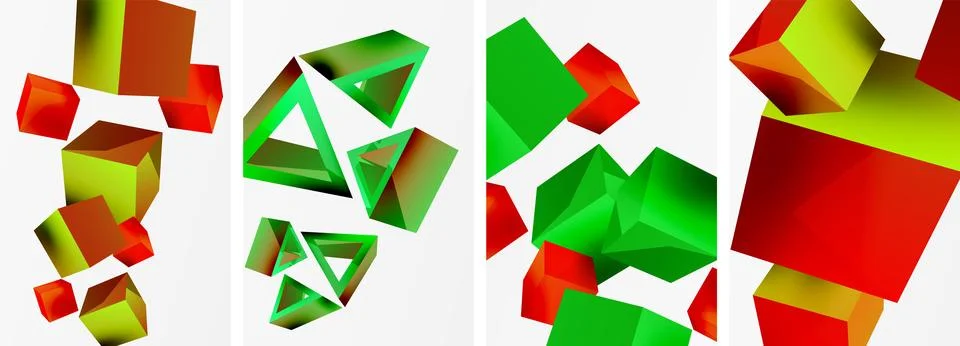 Composition of 3d cubes and other geometric elements background design for Stockillustratie