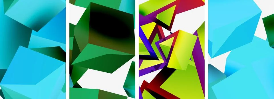 Composition of 3d cubes and other geometric elements background design for Stockillustratie