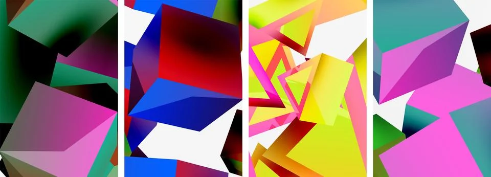 Composition of 3d cubes and other geometric elements background design for 스톡 일러스트