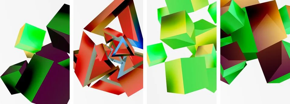 Composition of 3d cubes and other geometric elements background design for 스톡 일러스트