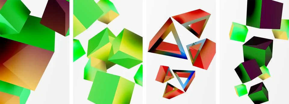 Composition of 3d cubes and other geometric elements background design for 스톡 일러스트