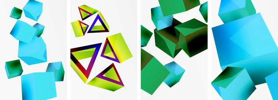 Composition of 3d cubes and other geometric elements background design for Stockillustratie