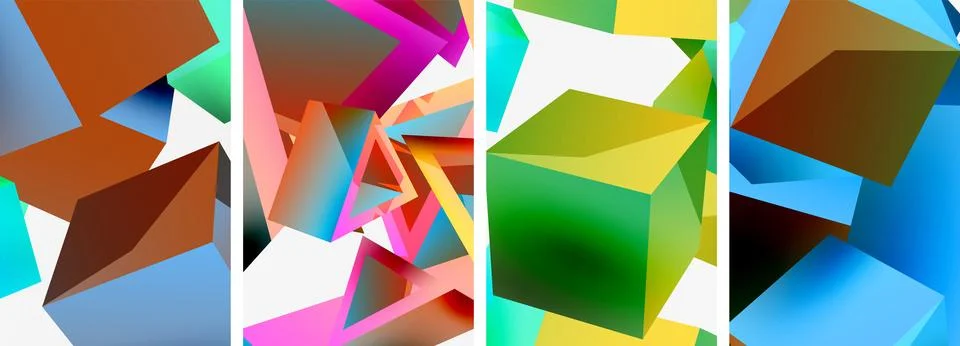 Composition of 3d cubes and other geometric elements background design for 스톡 일러스트