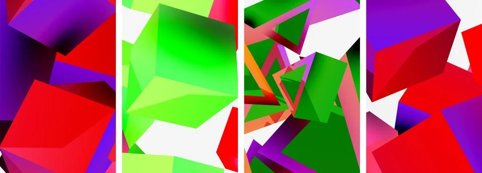 Composition of 3d cubes and other geometric elements background design for Illustrazione stock