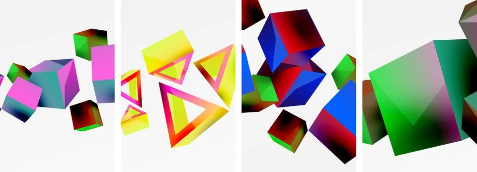 Composition of 3d cubes and other geometric elements background design for Stockillustratie