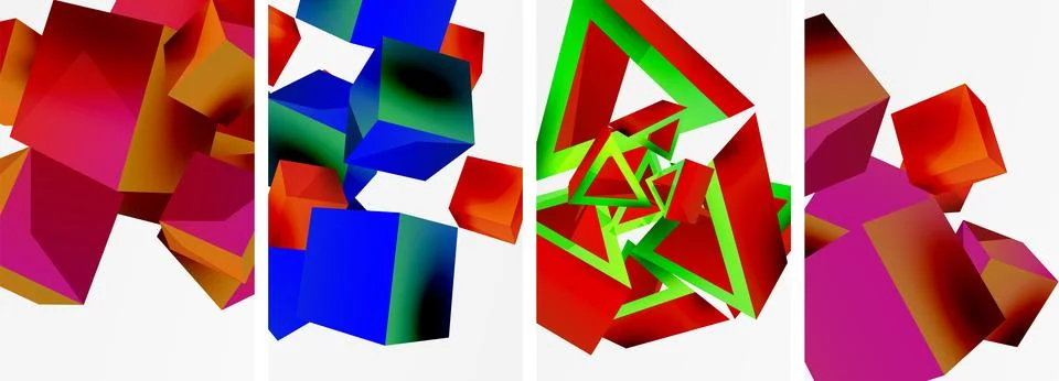 Composition of 3d cubes and other geometric elements background design for 스톡 일러스트