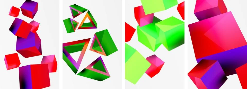 Composition of 3d cubes and other geometric elements background design for 스톡 일러스트