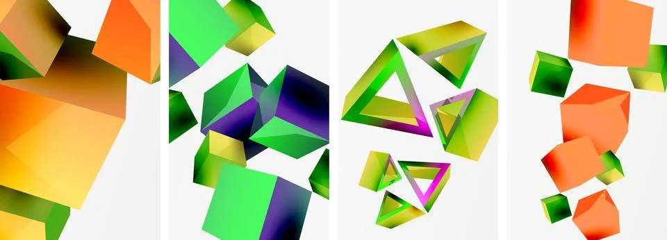 Composition of 3d cubes and other geometric elements background design for Stockillustratie