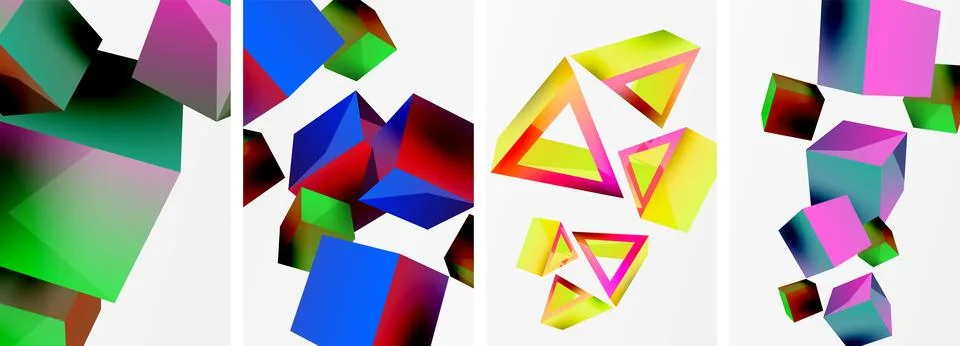 Composition of 3d cubes and other geometric elements background design for Stockillustratie