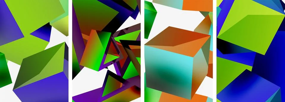 Composition of 3d cubes and other geometric elements background design for 스톡 일러스트