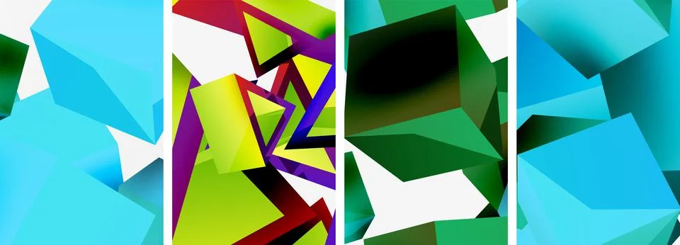 Composition of 3d cubes and other geometric elements background design for 스톡 일러스트