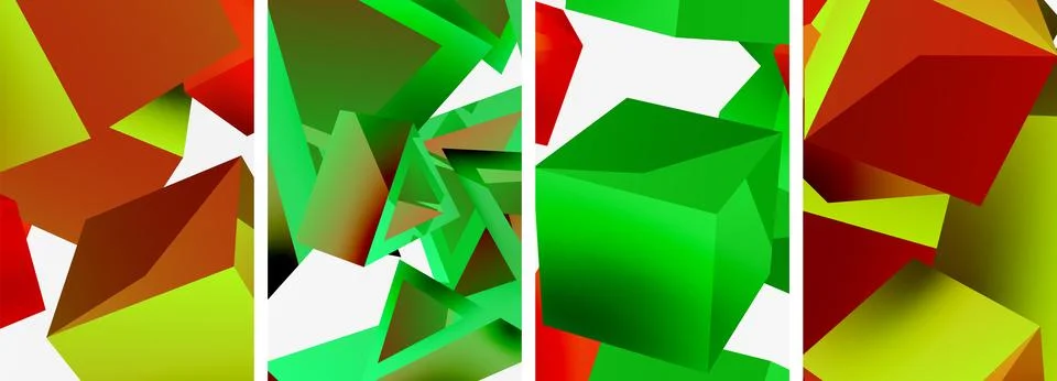 Composition of 3d cubes and other geometric elements background design for Illustrazione stock