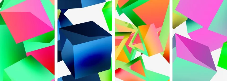 Composition of 3d cubes and other geometric elements background design for Illustrazione stock