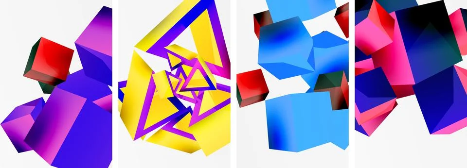 Composition of 3d cubes and other geometric elements background design for 스톡 일러스트