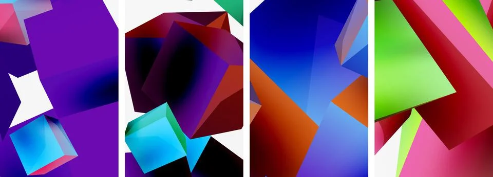 Composition of 3d cubes and other geometric elements background design for 스톡 일러스트