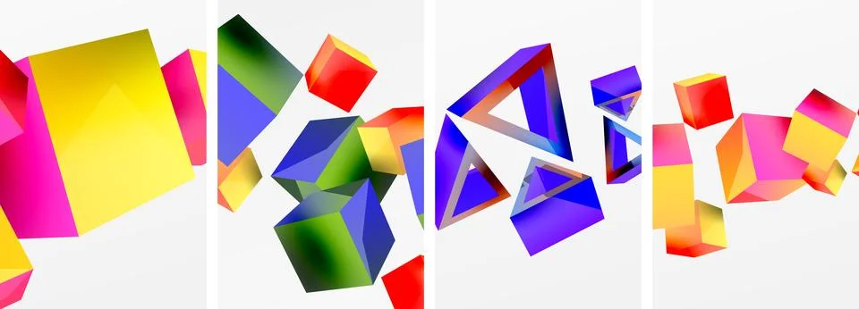 Composition of 3d cubes and other geometric elements background design for イラスト素材