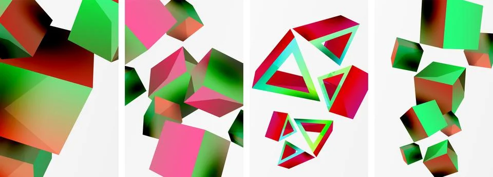 Composition of 3d cubes and other geometric elements background design for 스톡 일러스트