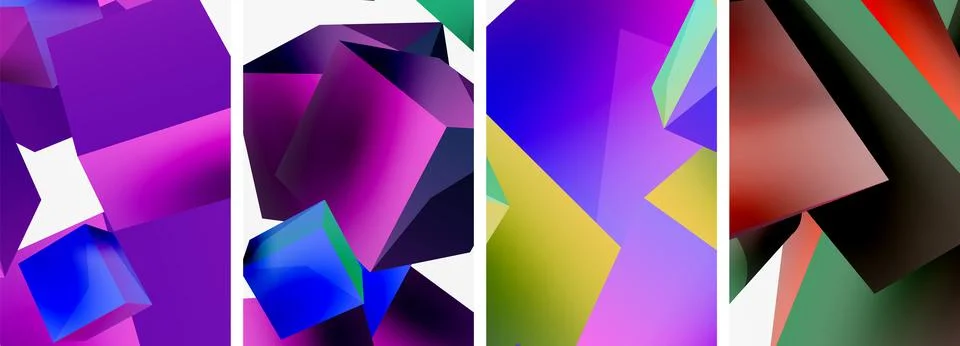 Composition of 3d cubes and other geometric elements background design for 스톡 일러스트