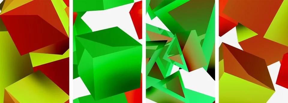 Composition of 3d cubes and other geometric elements background design for Stock Illustration
