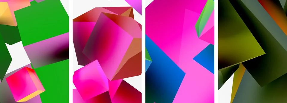 Composition of 3d cubes and other geometric elements background design for イラスト素材