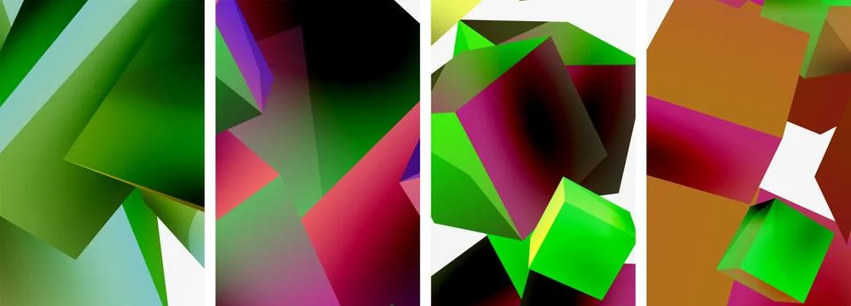 Composition of 3d cubes and other geometric elements background design for Stockillustratie