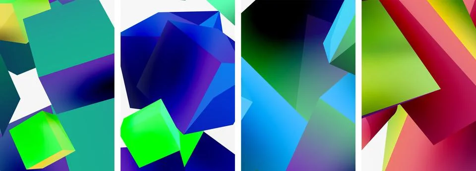 Composition of 3d cubes and other geometric elements background design for イラスト素材