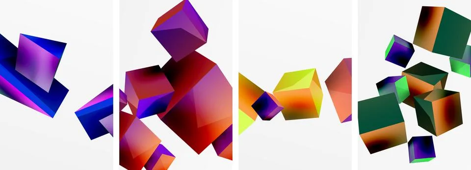 Composition of 3d cubes and other geometric elements background design for Stockillustratie