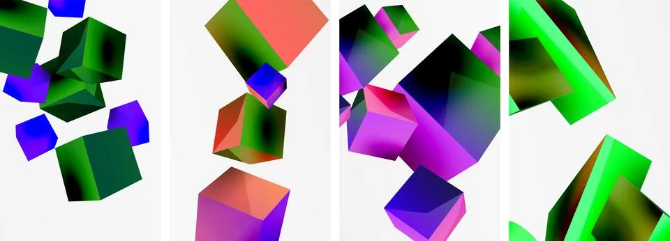 Composition of 3d cubes and other geometric elements background design for Stockillustratie