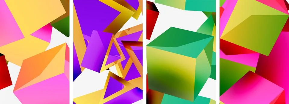 Composition of 3d cubes and other geometric elements background design for 库存插图