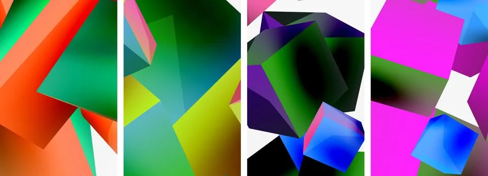 Composition of 3d cubes and other geometric elements background design for Illustrazione stock